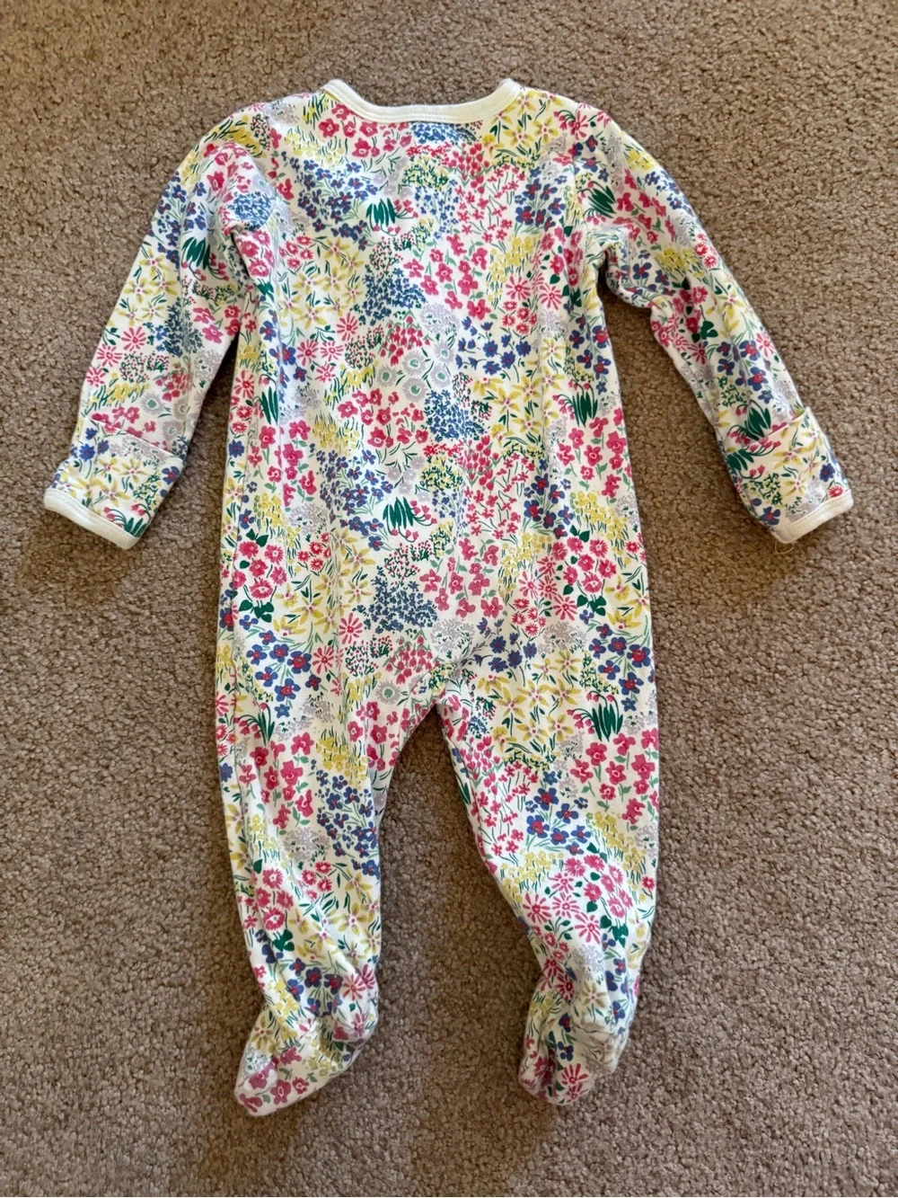 wonder nation Floral Zip Footed One-Piece - Pink, Blue, Yellow